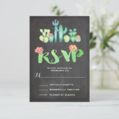 Mexicaanse Waterverf Cactus RSVP Kaartje (Staand voorkant)