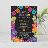 Mexicaanse Waterverf Florals Wedding Kaart (Staand voorkant)
