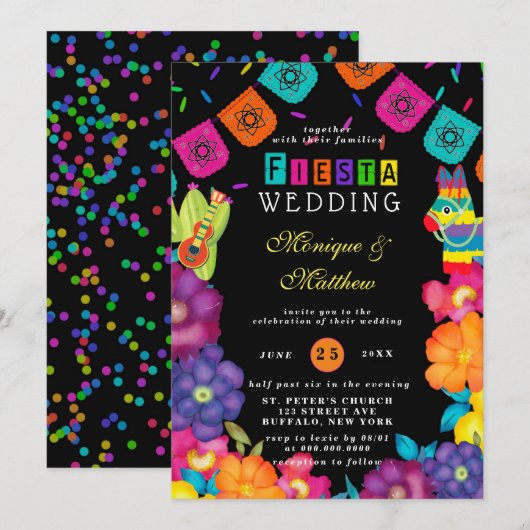 Mexicaanse Waterverf Florals Wedding Kaart (Voorkant / Achterkant)