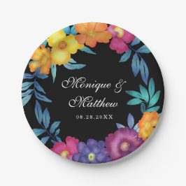 Mexicaanse Waterverf Florals Wedding Papieren Bordje