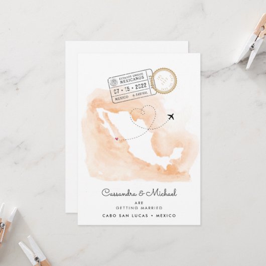 Mexicaanse Waterverf Map | Cabo | Bestemmingswedde (Voorkant / Achterkant in situ)