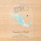 Mexicaanse Waterverf Map | Cabo | Bestemmingswedde Acryl Uitnodigingen (Voorkant)