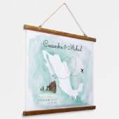 Mexicaanse Waterverf Map | Cabo | Bestemmingswedde Hangend Wandkleed (Gebogen)