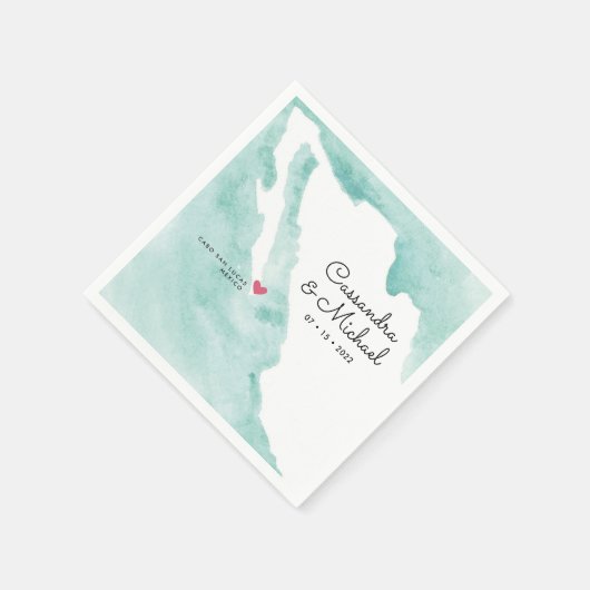 Mexicaanse Waterverf Map | Cabo | Bestemmingswedde Servet (Hoek)