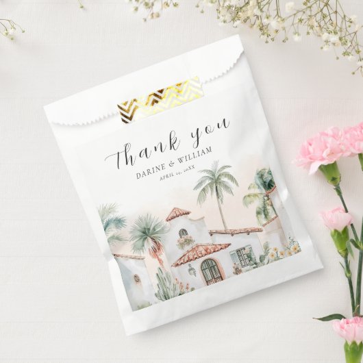 Mexicaanse Waterverf Palm Tree Bedankt Bedankzakje (Gezegeld)