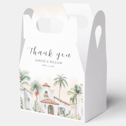 Mexicaanse Waterverf Palm Tree Destination Wedding Bedankdoosjes (Geopend)