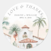 Mexicaanse Waterverf Palm Tree Destination Wedding Ronde Sticker (Voorkant)