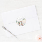 Mexicaanse Waterverf Palm Tree Destination Wedding Ronde Sticker (Envelop)