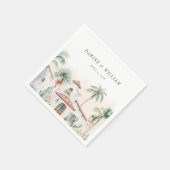 Mexicaanse Waterverf Palm Tree Destination Wedding Servet (Hoek)