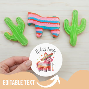 Mexicaanse Waterverf Piñata Sombrero Aangepaste Na Ronde Sticker