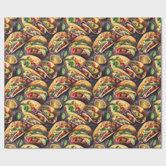Mexicaanse Waterverf Taco Cadeaupapier (Vlak)