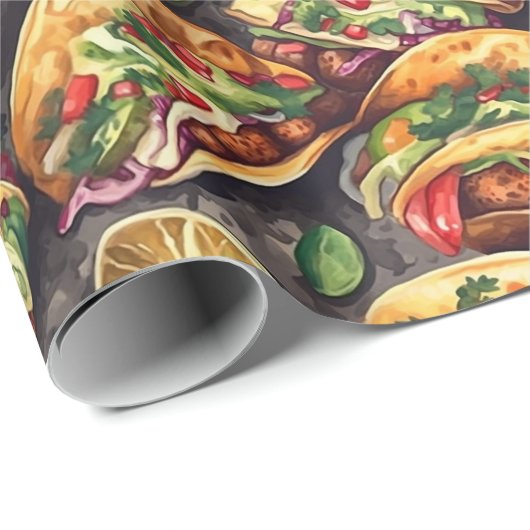 Mexicaanse Waterverf Taco Cadeaupapier (Rol Hoek)