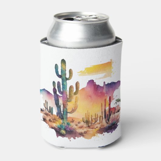 Mexicaanse waterverf woestijn zonsondergang blikjeskoeler (Blikje Voorkant)