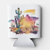 Mexicaanse waterverf woestijn zonsondergang blikjeskoeler (Achterkant)