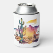 Mexicaanse waterverf woestijn zonsondergang blikjeskoeler (Blikje Achterkant)