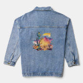 Mexicaanse waterverf woestijn zonsondergang denim jacket (Achterkant)