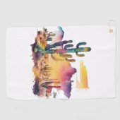 Mexicaanse waterverf woestijn zonsondergang golfhanddoek (Horizontaal)