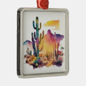 Mexicaanse waterverf woestijn zonsondergang metalen ornament (Rechts)
