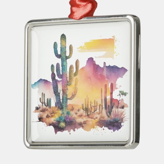 Mexicaanse waterverf woestijn zonsondergang metalen ornament (Links)