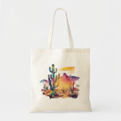 Mexicaanse waterverf woestijn zonsondergang tote bag (Voorkant)