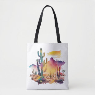 Mexicaanse waterverf woestijn zonsondergang tote bag