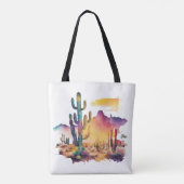 Mexicaanse waterverf woestijn zonsondergang tote bag (Achterkant)