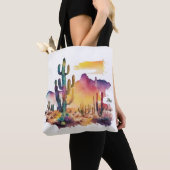 Mexicaanse waterverf woestijn zonsondergang tote bag (Dichtbij)