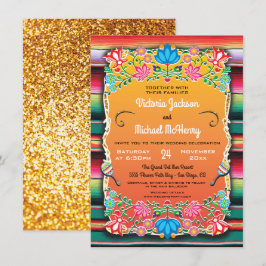 Mexicaanse Wedding Rug en Faux Gold-uitnodiging Kaart