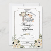 Mexicaanse White Silver Charra Gir Bautizo Invitac Kaart (Voorkant)