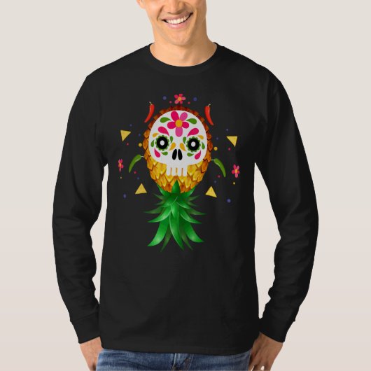 Mexicaanse wijsvinger ondersteboven ananasappel t-shirt (Voorkant)