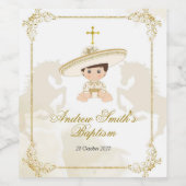 Mexicaanse Witte en Gouden Charro Wijnfles Etikett Wijn Etiket (Enkel label)