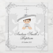 Mexicaanse Witte en Zilveren Charro Wijnfles Etike Wijn Etiket (Enkel label)
