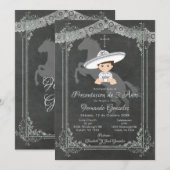 Mexicaanse witte Sylver Tres Anos Boy Kaart (Voorkant / Achterkant)