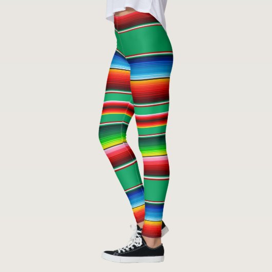 Mexicaanse Zarape Serape Streep Leggings (Links)