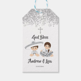 Mexicaanse zilver Charro Baptism Twins Gift Labels Cadeaulabel