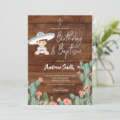 Mexicaanse Zilveren Charro Verjaardag en Doopsel J Kaart (Staand voorkant)