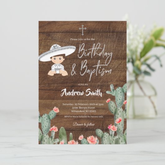 Mexicaanse Zilveren Charro Verjaardag en Doopsel J Kaart (Staand voorkant)