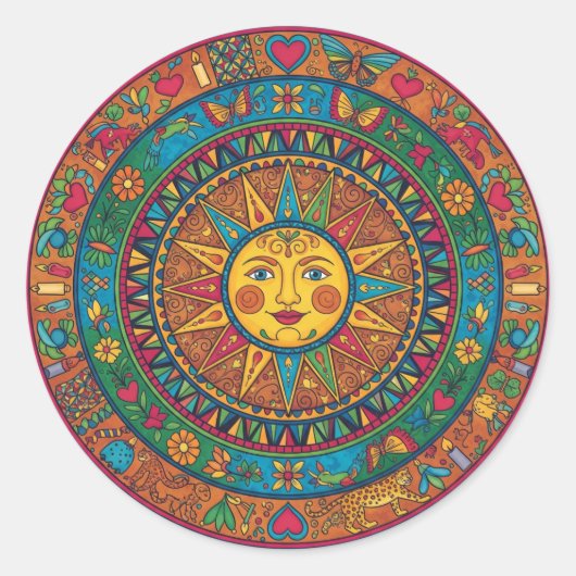 Mexicaanse zonnemagneet ronde sticker (Voorkant)
