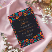 Mexicaanse Zwarte Bloemen Traditionele Folk Art br Kaart