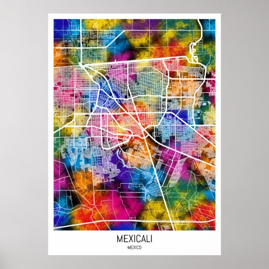 Mexicali Mexico City Kaart Poster (Voorkant)