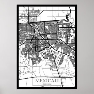 Mexicali Mexico Stad Kaart Poster