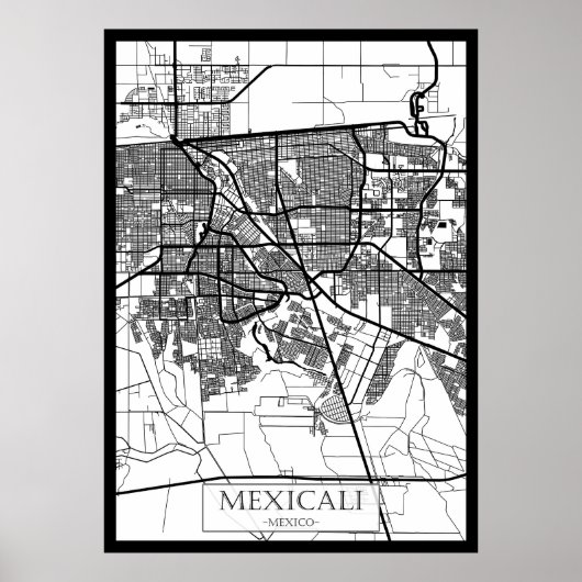 Mexicali Mexico Stad Kaart Poster (Voorkant)