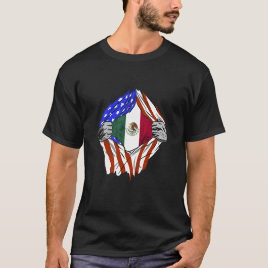 Mexican American USA Flag Mexico Mexican Pride Mex T-shirt (Voorkant)