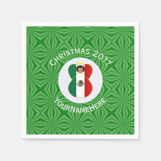 Mexican Angel Christmas Flag Personalized Paper Servet (Voorkant)