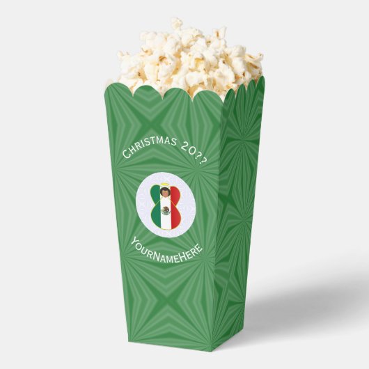 Mexican Angel Christmas Flag Personalized Popcorn Bedankdoosjes (Popped)