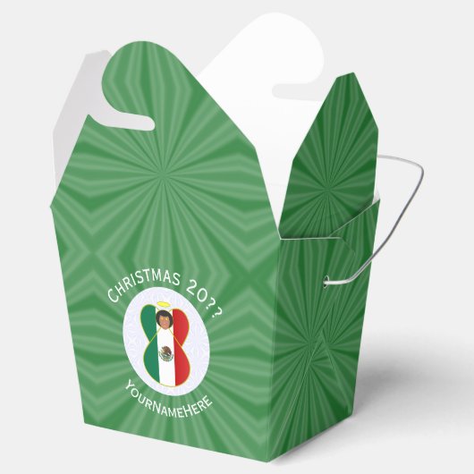 Mexican Angel Christmas Flag Personalized Text Bedankdoosjes (Geopend)