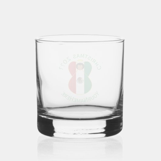 Mexican Angel Christmas Flag Personalized Text Whisky Glas (Achterkant)