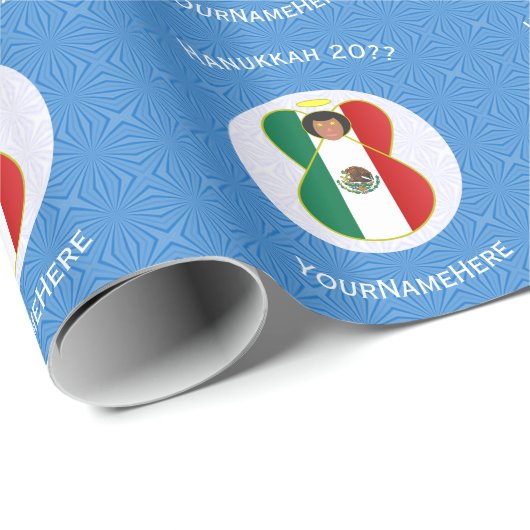 Mexican Angel Hanukkah Flag Personalized  Cadeaupapier (Rol Hoek)