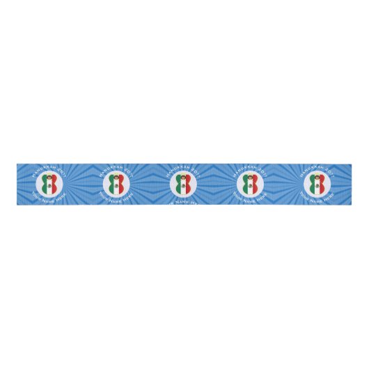 Mexican Angel Hanukkah Flag Personalized Grosgrain Lint (Voorkant)