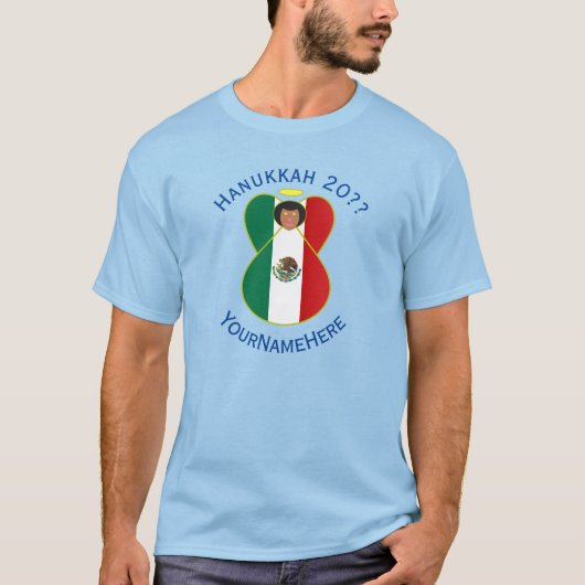 Mexican Angel Hanukkah Flag Personalized Men's  T-shirt (Voorkant)